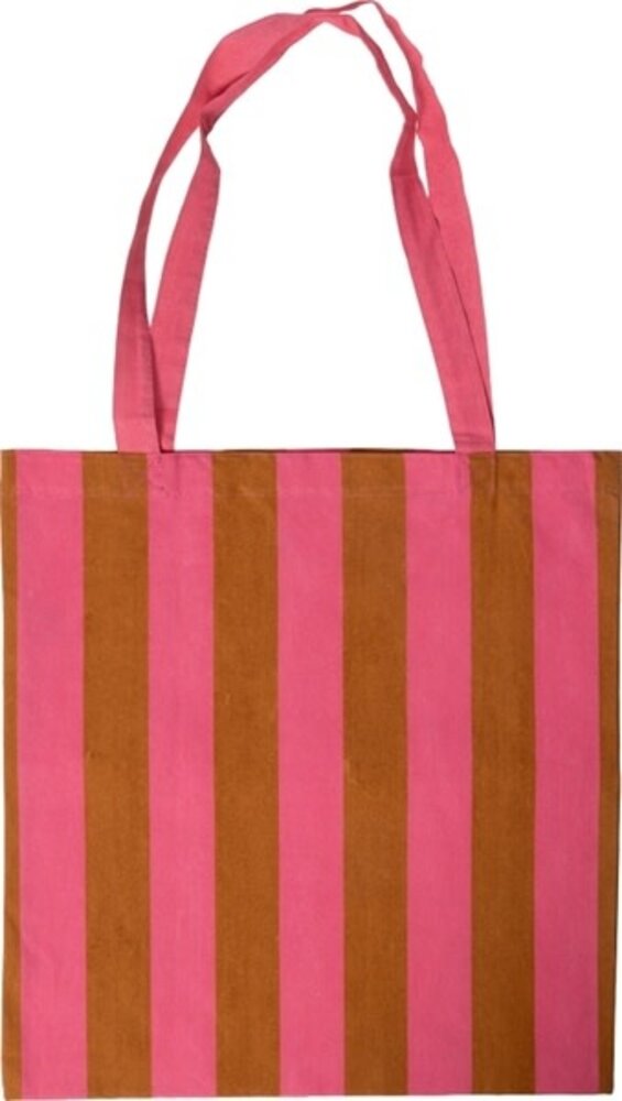 Tote bag, stripe - Pink/brown