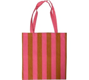 Tote bag, stripe - Pink/brown