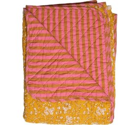 Eja International Quilt Ethnic - Small flower - Yellow/pink - 140x180 cm