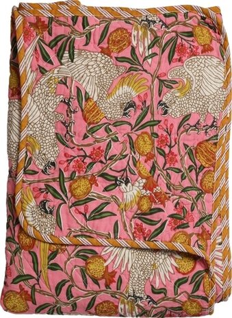 Eja International Quilt Ethnic - Bird - Pink - 140x180 cm