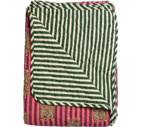 Eja International Quilt Ethnic - Big tiger - Pink/Dark Green - 140x180 cm