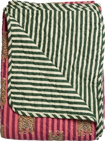 Eja International Quilt Ethnic - Big tiger - Pink/Dark Green - 140x180 cm