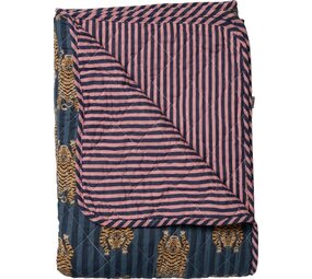 Eja International Quilt Ethnic - Big tiger - Blue/pink - 140x180 cm