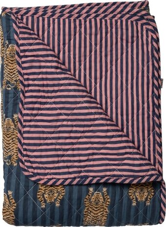 Eja International Quilt Ethnic - Big tiger - Blue/pink - 140x180 cm