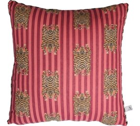Kussen Ethnic - Big tiger - Pink/dark green