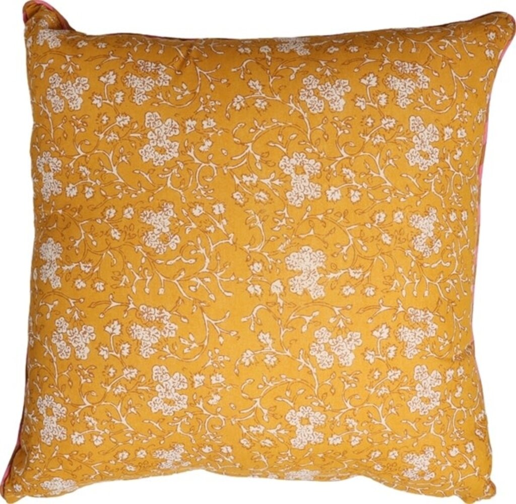 Eja International Kussen Ethnic -  Small flower - Yellow/pink
