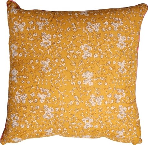 Eja International Kussen Ethnic -  Small flower - Yellow/pink