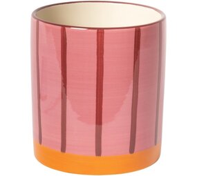 Bloempot met lijnen - Orange/pink/maroon 11xø10 cm