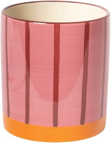 Eja International Bloempot met lijnen - Orange/pink/maroon 11xø10 cm