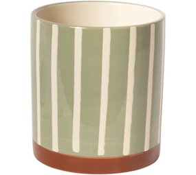 Bloempot met lijnen - Verte/brown 11xø10 cm