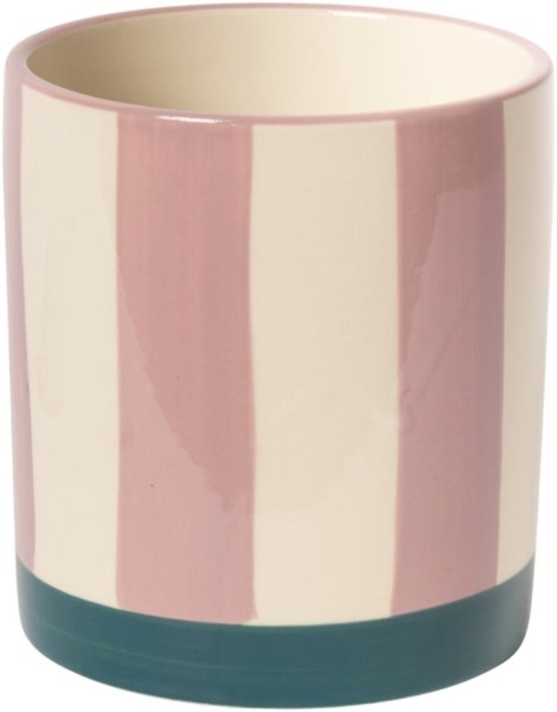 Eja International Bloempot met strepen - Violet/petrol 11xø10 cm