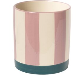 Eja International Bloempot met strepen - Violet/petrol 11xø10 cm