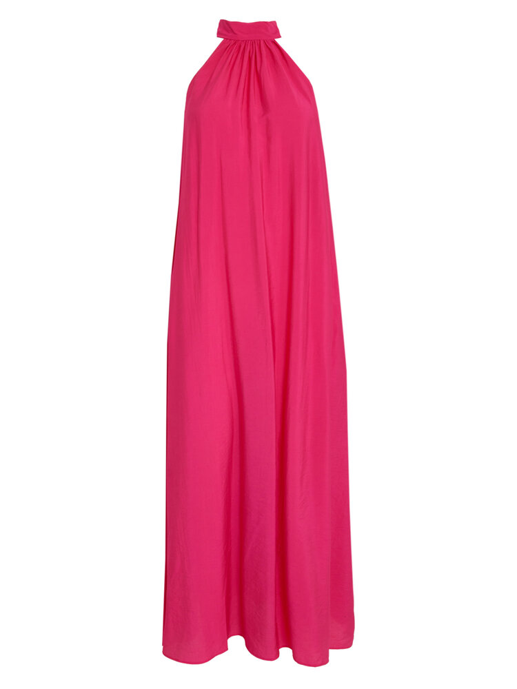Peppercorn Opeya Solid Halterneck Dress - Fuchsia Fedora
