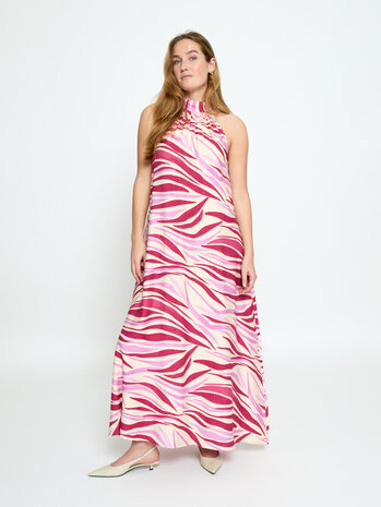 Peppercorn Opeya Halterneck Dress - Fuchsia Feodora Print