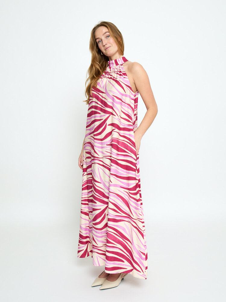 Peppercorn Opeya Halterneck Dress - Fuchsia Feodora Print
