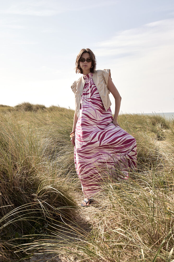 Peppercorn Opeya Halterneck Dress - Fuchsia Feodora Print