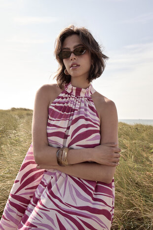 Peppercorn Opeya Halterneck Dress - Fuchsia Feodora Print