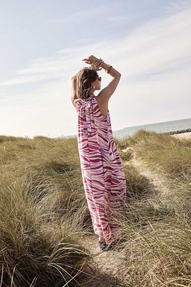 Peppercorn Opeya Halterneck Dress - Fuchsia Feodora Print