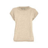 Peppercorn Remi Cap Sleeve Knit Top - Fog Sand Metallic