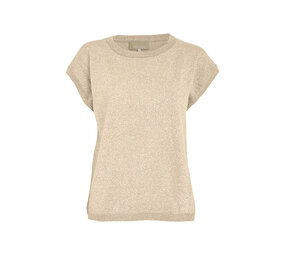 Peppercorn Remi Cap Sleeve Knit Top - Fog Sand Metallic