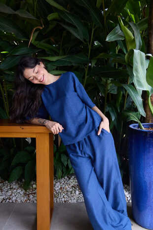 ICHI Katico Pants - True Navy Melange