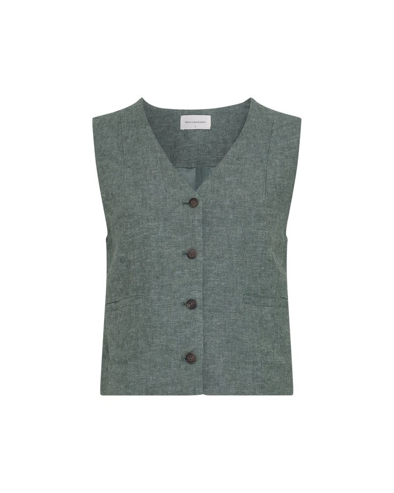 MSCH Viana Ginia V Neck Waistcoat - Laurel Wreath Melange