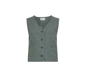 MSCH Viana Ginia V Neck Waistcoat - Laurel Wreath Melange
