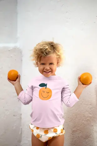 Lässig Long Sleeve Rashguard - Orange/Pale  pink