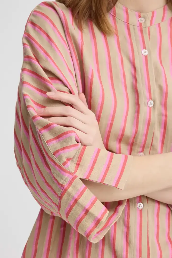 ICHI Foxa Shirt Stripe - Azalea Stripe