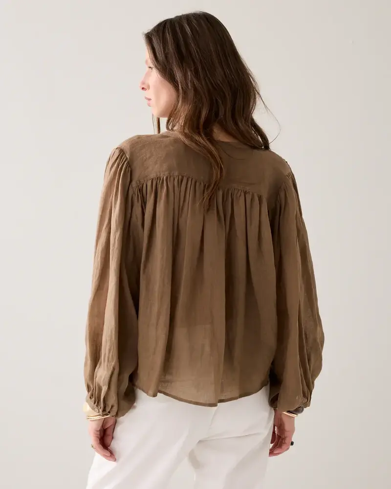 Summum Woman Blouse Ramie – Deep Fig
