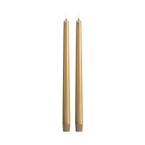 Uyuni LED slim taper candle Smooth, Gold Finish - 2,3x32 cm