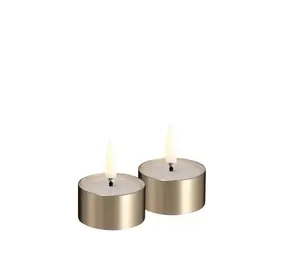 Uyuni LED melted tealight, Brass finish, 2-pack, 4,1x2,3 cm
