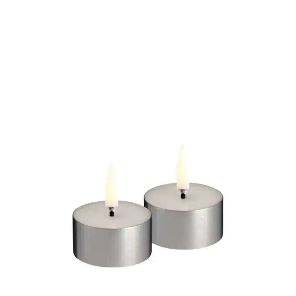 Uyuni LED melted tealight, Silver finish, 2-pack, 4,1x2,3 cm