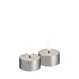 Uyuni LED melted tealight, Silver finish, 2-pack, 4,1x2,3 cm