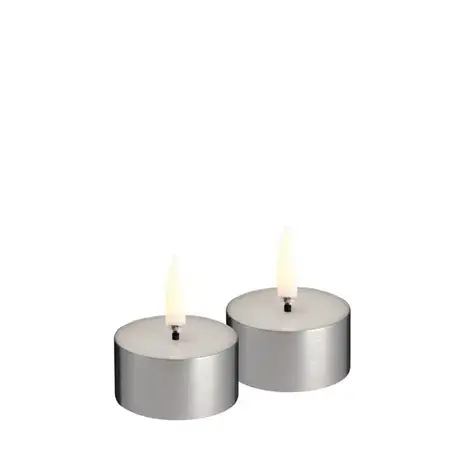 Uyuni LED melted tealight, Silver finish, 2-pack, 4,1x2,3 cm