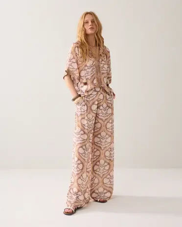 Summum Woman Trousers Art deco print – Multicolour