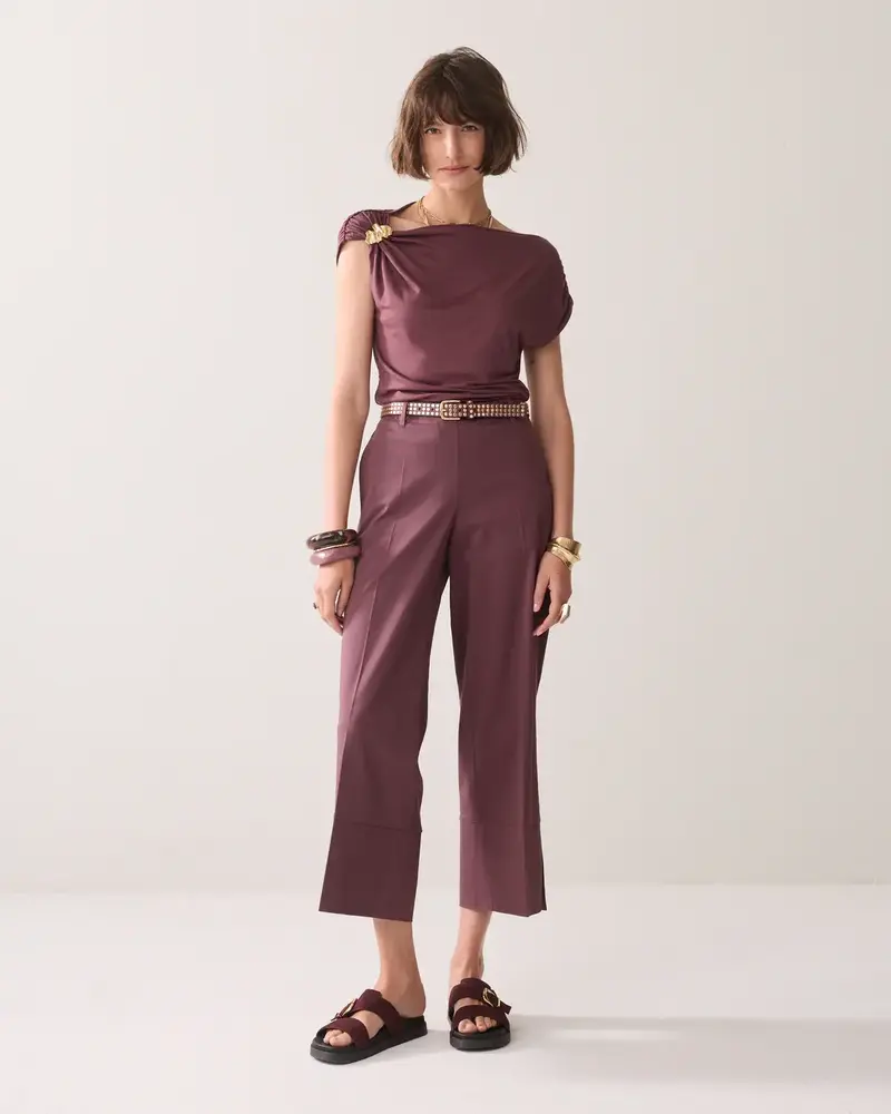 Summum Woman Trousers Cotton stretch – Deep Fig