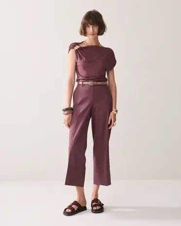 Summum Woman Trousers Cotton stretch – Deep Fig