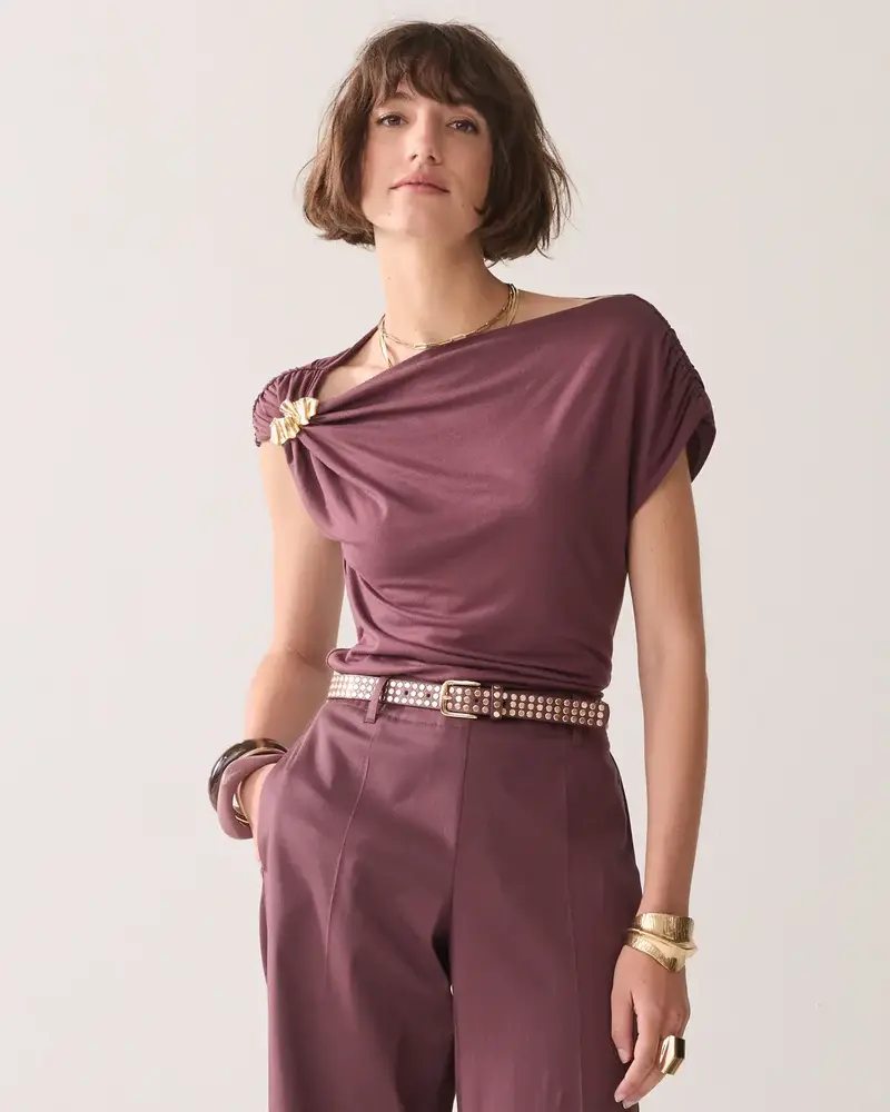 Summum Woman Trousers Cotton stretch – Deep Fig