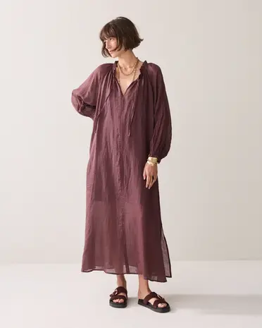Summum Woman Dress Ramie – Deep Fig