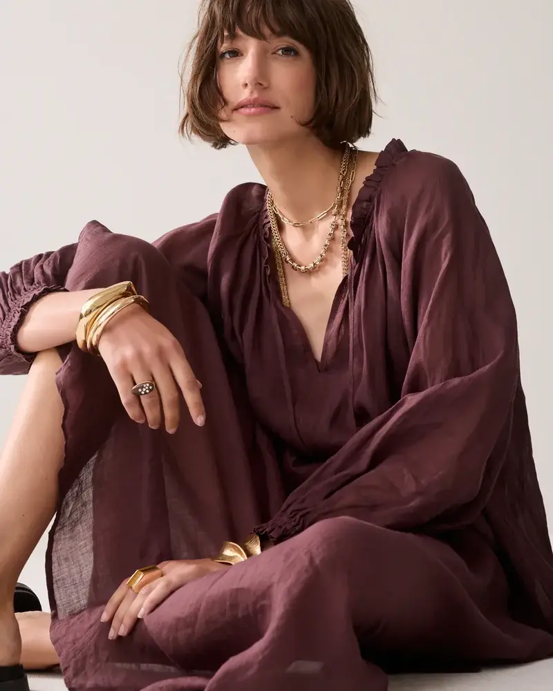 Summum Woman Dress Ramie – Deep Fig