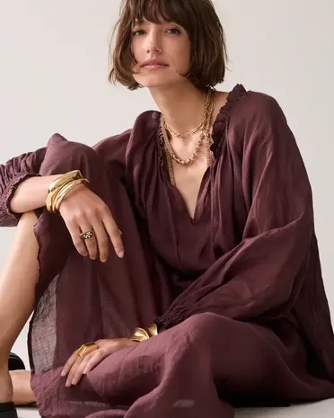 Summum Woman Dress Ramie – Deep Fig