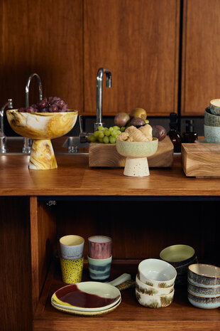 HK Living Marbled bowl on base - Ochre