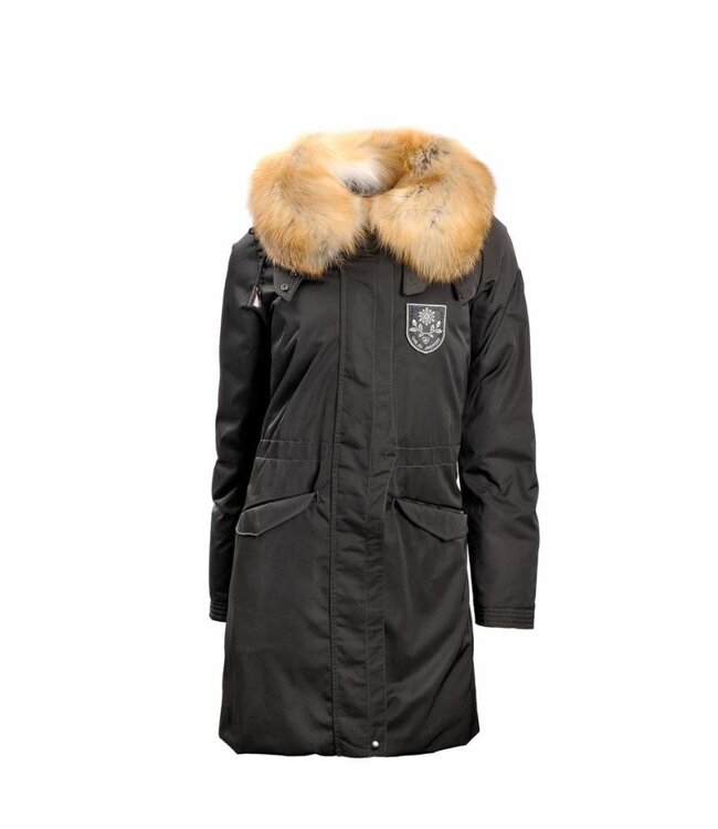 Postcard  Women's coat with fur black