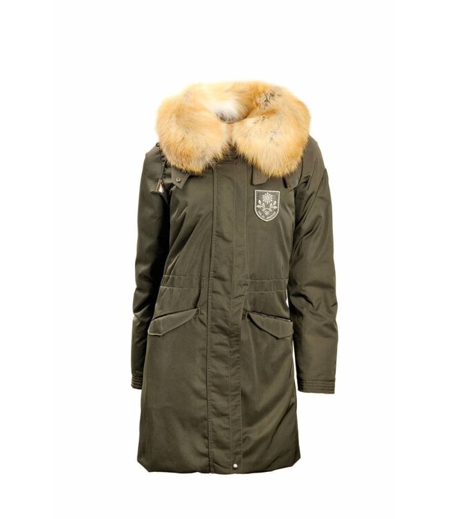 Postcard Women's coat with fur green