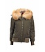 Postcard Women's jacket with fur green