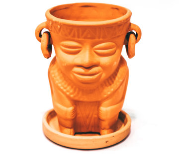 Colombian Boho Terracotta pot Indio man gezicht D8 H11