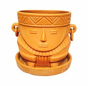 Colombian Boho Terracotta pot Indio man gezicht D15 H14