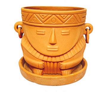 Colombian Boho Terracotta pot Indio man gezicht D15 H14