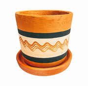 Colombian Boho Terracotta pot gegraveerd zwart/ wit recht D14 H13